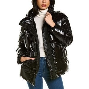 Badgley Mischka Iridescent Black Puffer Jacket